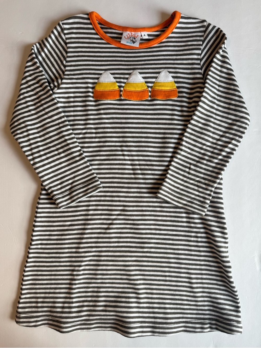 Widgeon Kids' Striped Candy Corn Appliqué Dress - Orange/Black - 4